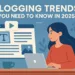 A futuristic visual representing the latest blogging trends in 2025